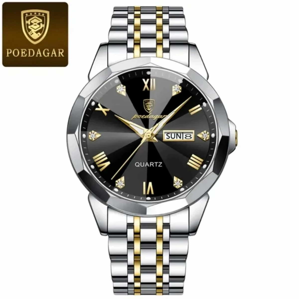 POEDAGAR Luxury Men Watches Business Top Brand Man Wristwatch Waterproof Luminous Date Week Quartz Men's Watch High Quality+Box