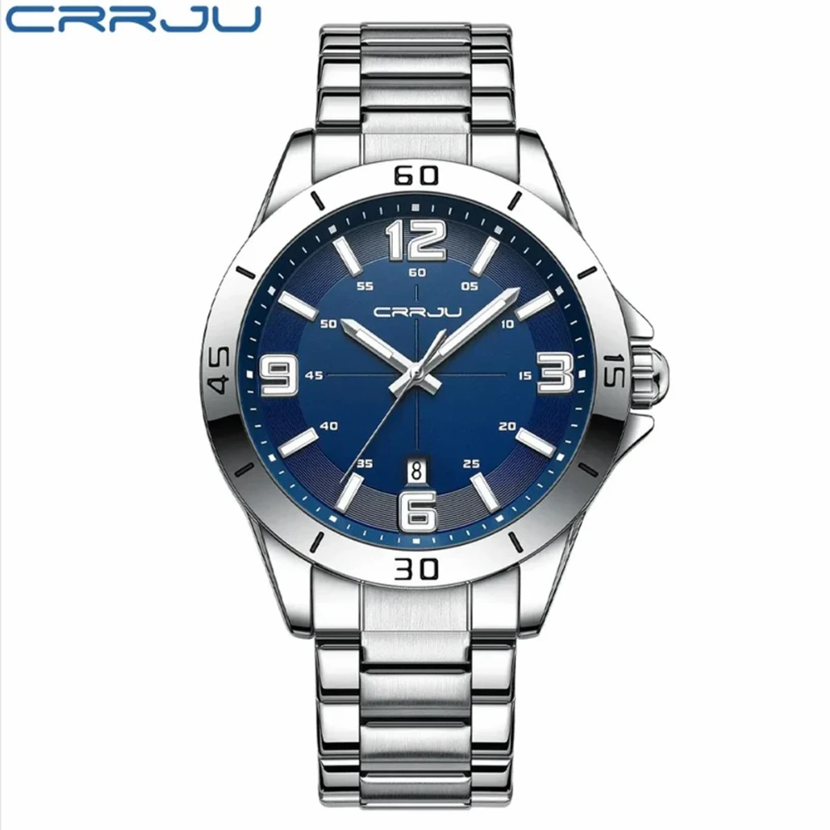 CRRJU Business Men Luxury Watches Stainless Steel Quartz Wrsitwatches Male Auto Date Clock with Luminous Hands