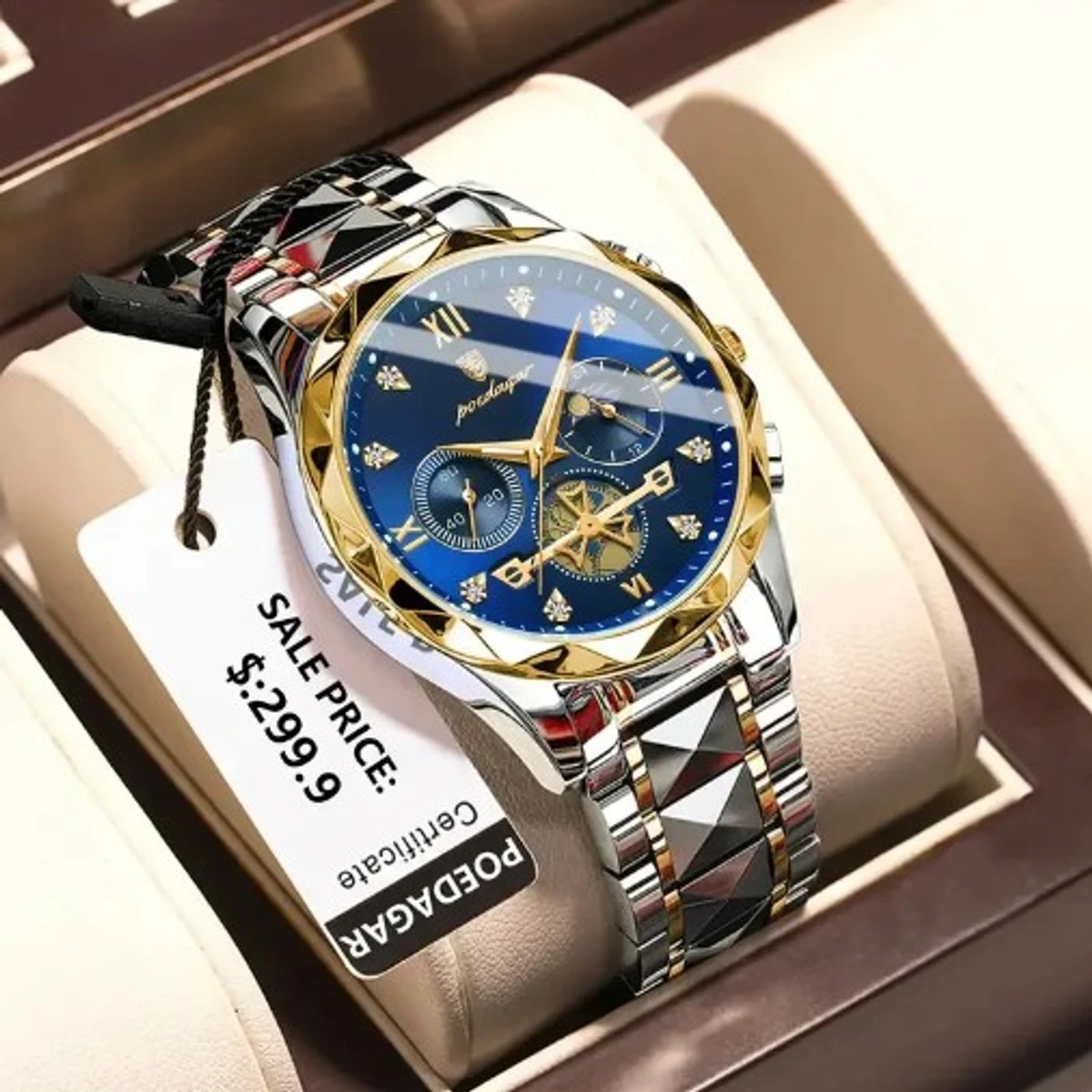 Poedagar Fashion Luxury Chronograph Men Watch Waterproof Luminous Stainless Steel Quartz Watches for Men