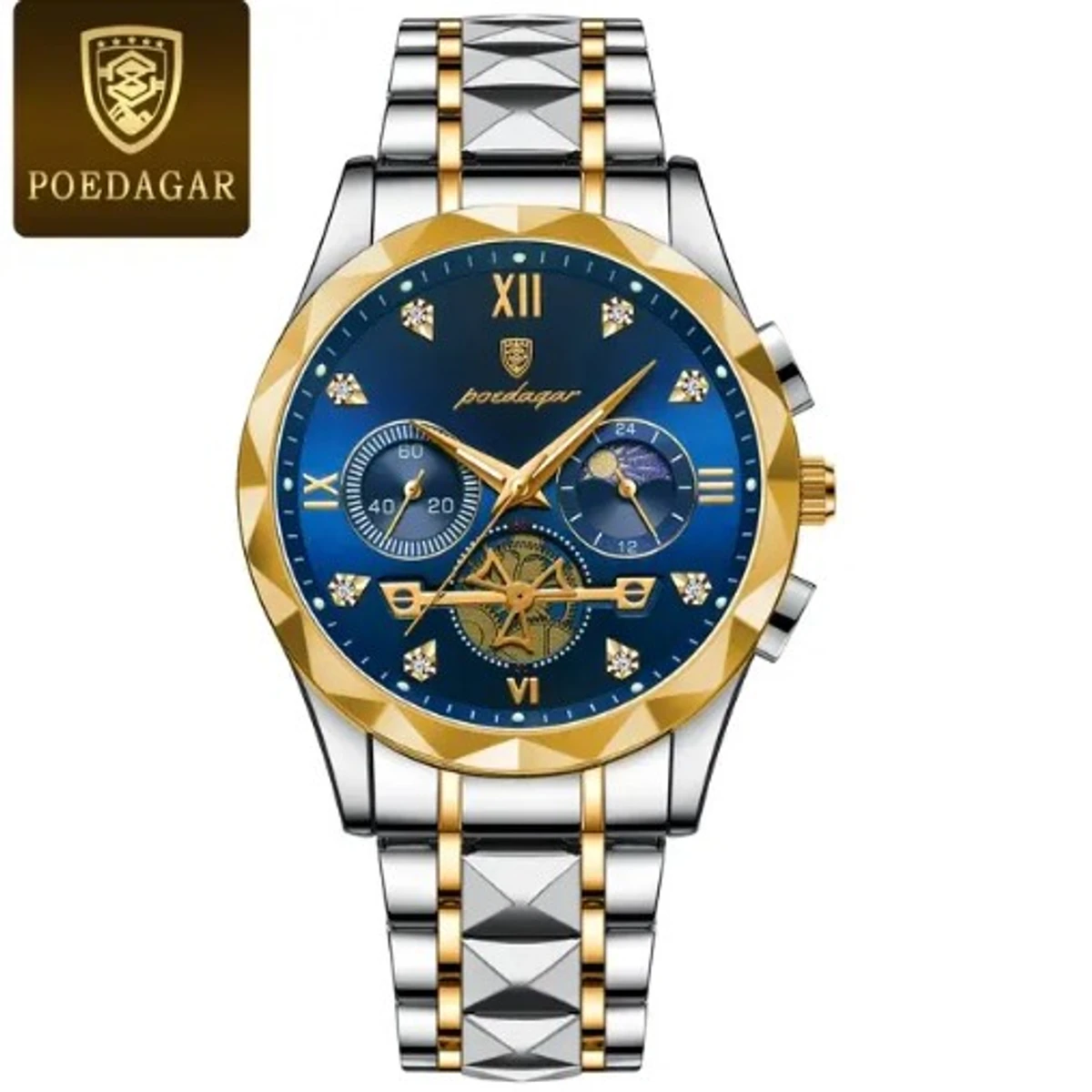 Poedagar Fashion Luxury Chronograph Men Watch Waterproof Luminous Stainless Steel Quartz Watches for Men